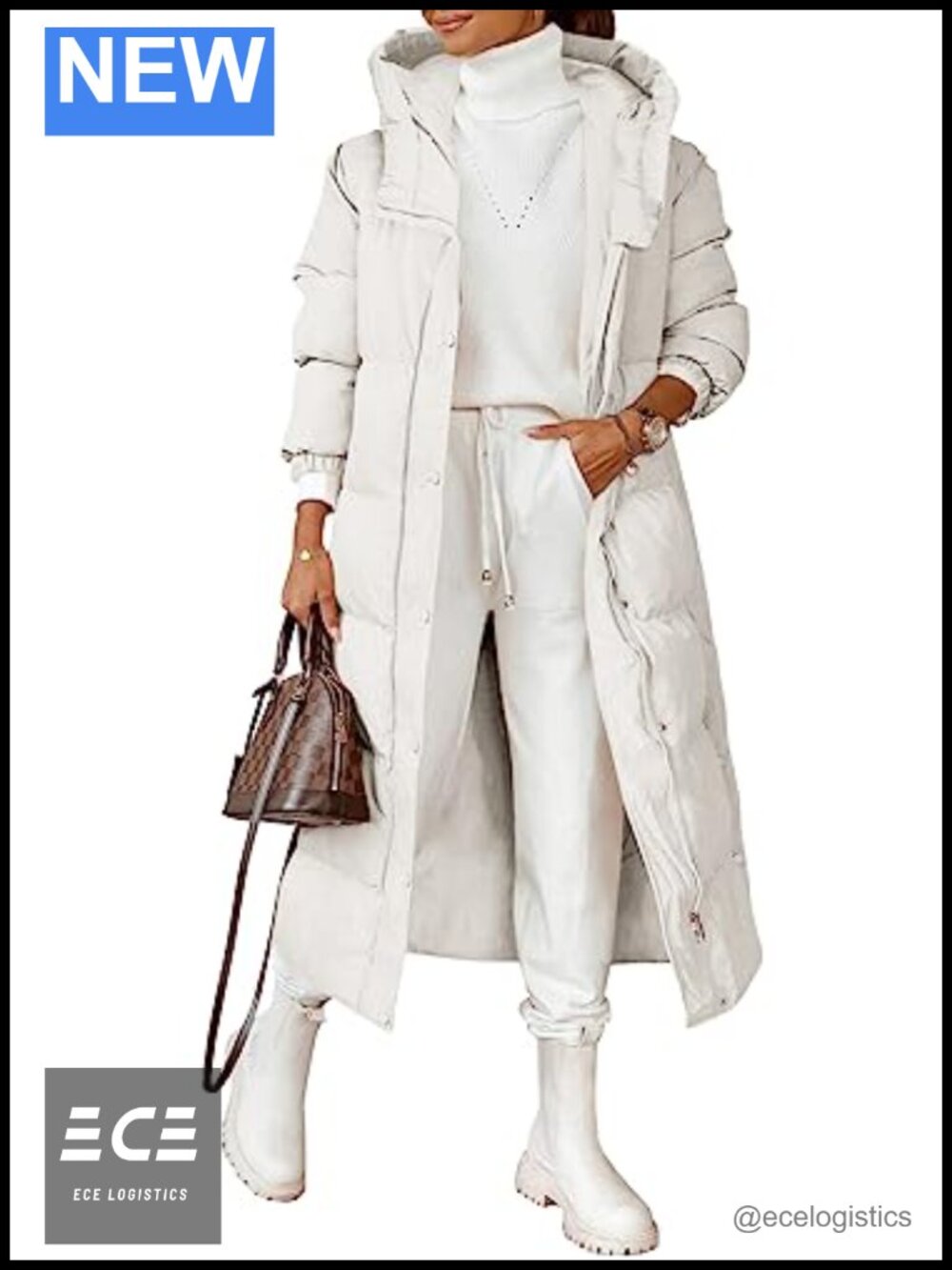 Women's Long Quilted Puffer Coat Hooded Button Down Winter Jacket